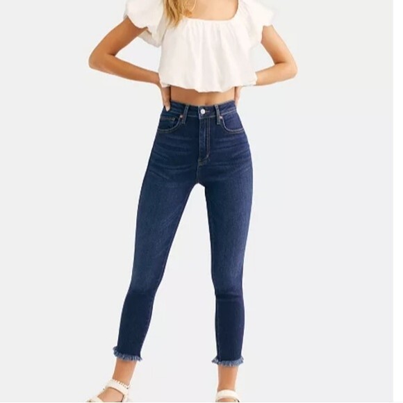 Free People Denim - Free People Raw High Rise Jegging size 27 in deep indigo